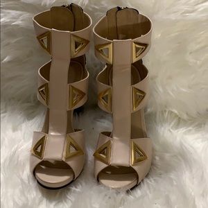 Kat Maconie Triangular Accent Peep Toe sandals